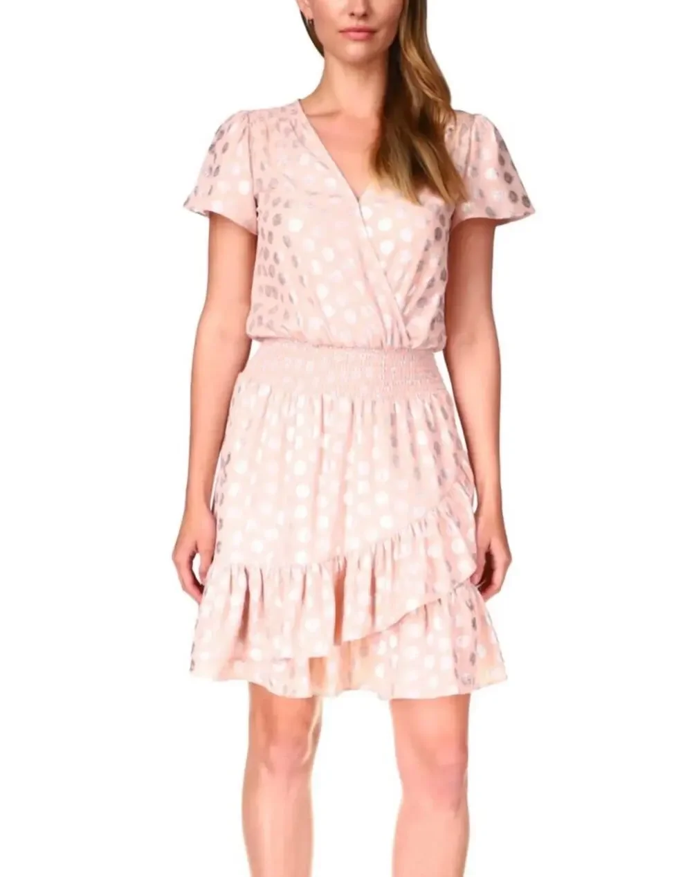 MICHAEL KORS Womens Pink Unlined Pullover Flutter Sleeve A-Line Dress XL